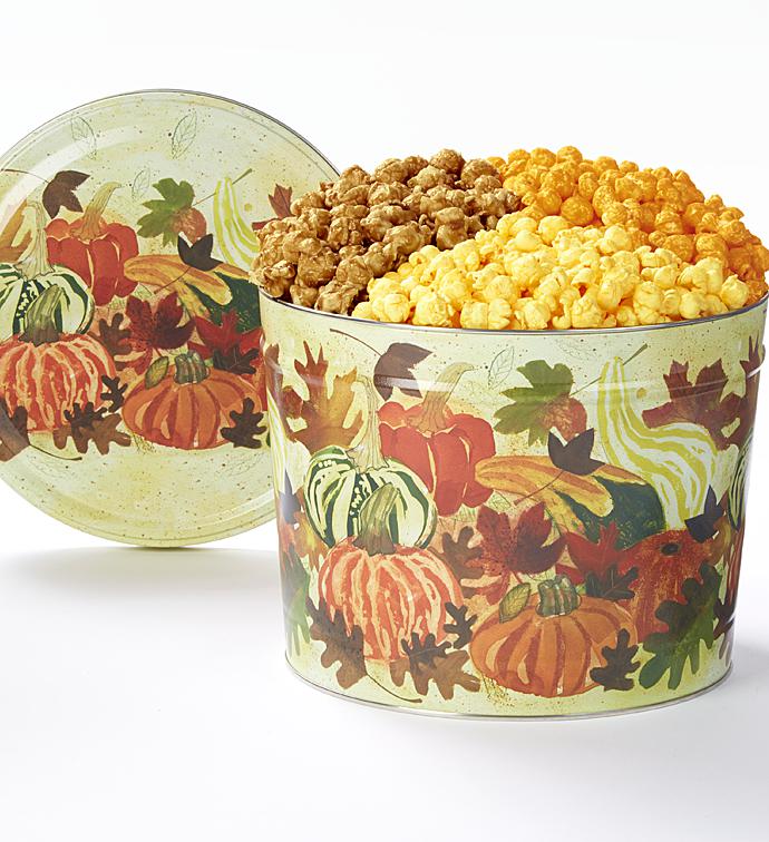 2 Gallon Autumn Falling 3 Flavor Popcorn Tin