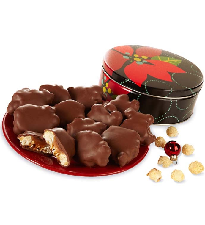 Holiday Poinsettia Kettle Corn Caramel Clusters