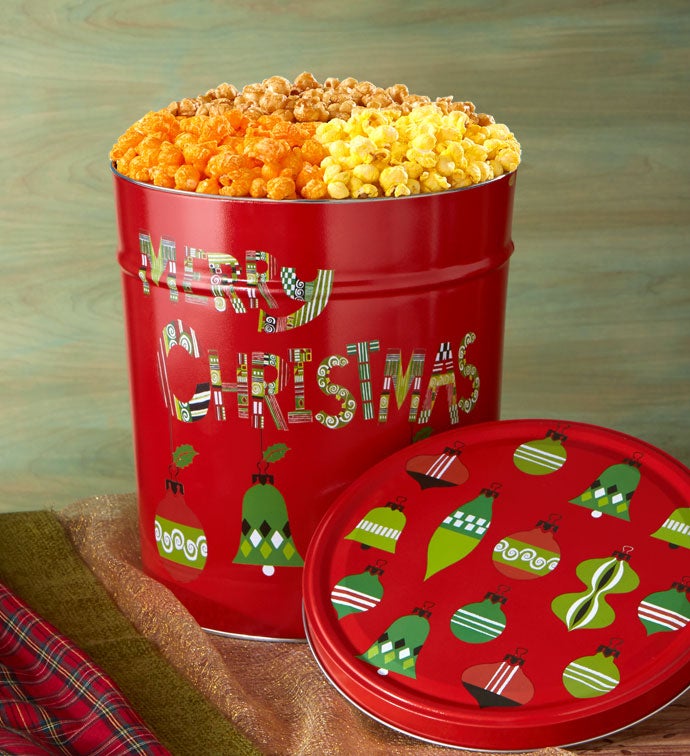 Merry Christmas 2 Gallon Popcorn Tins