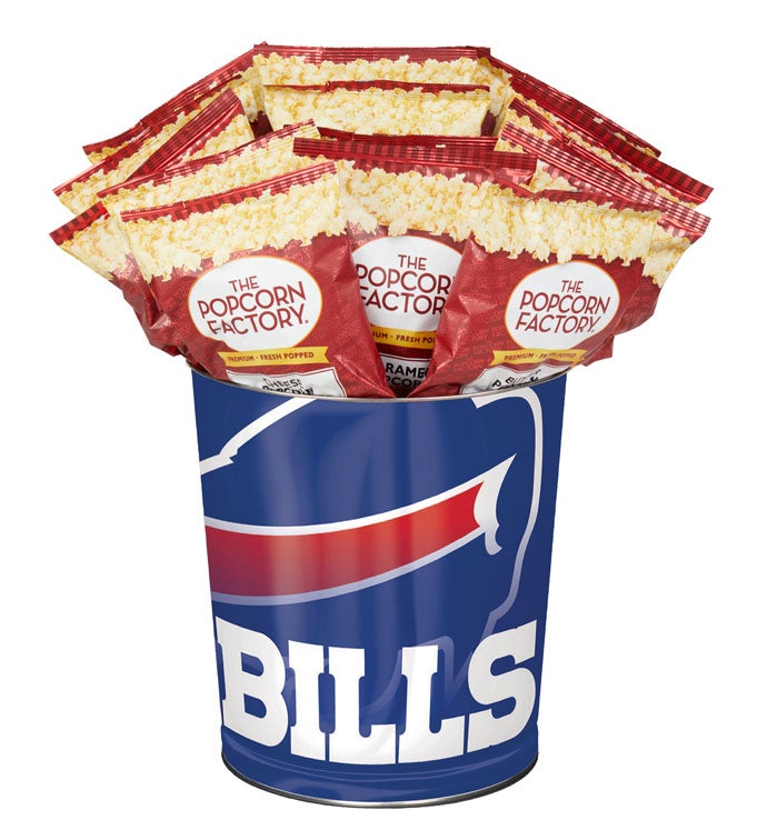 Buffalo Bills Popcorn Tin with 15 Bags of Popcorn