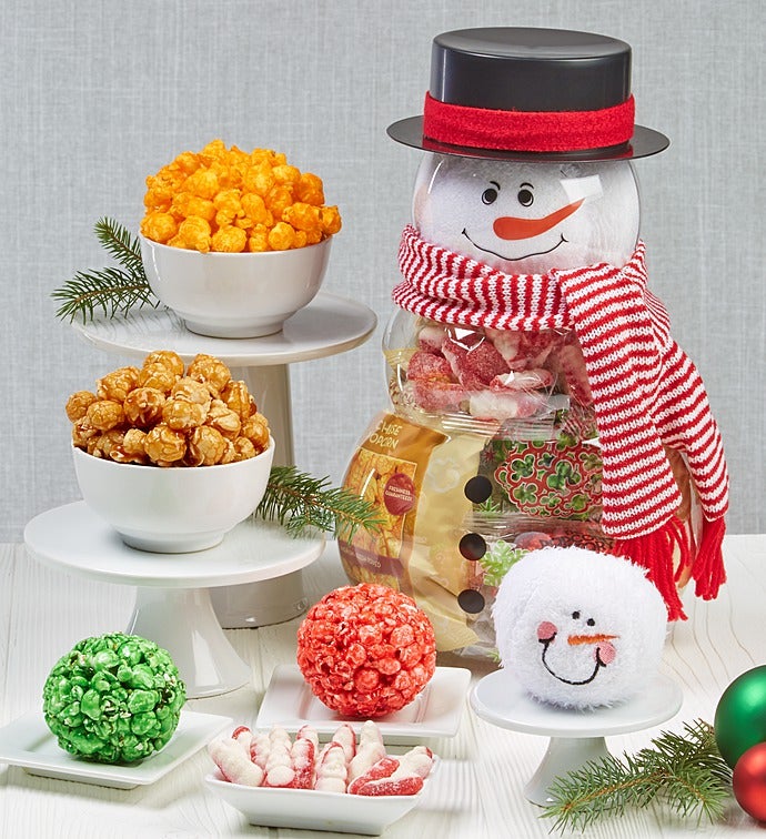 Snowman Container with Plush Snowballs