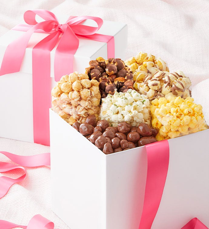 White Sampler Box with Pink Ribbon