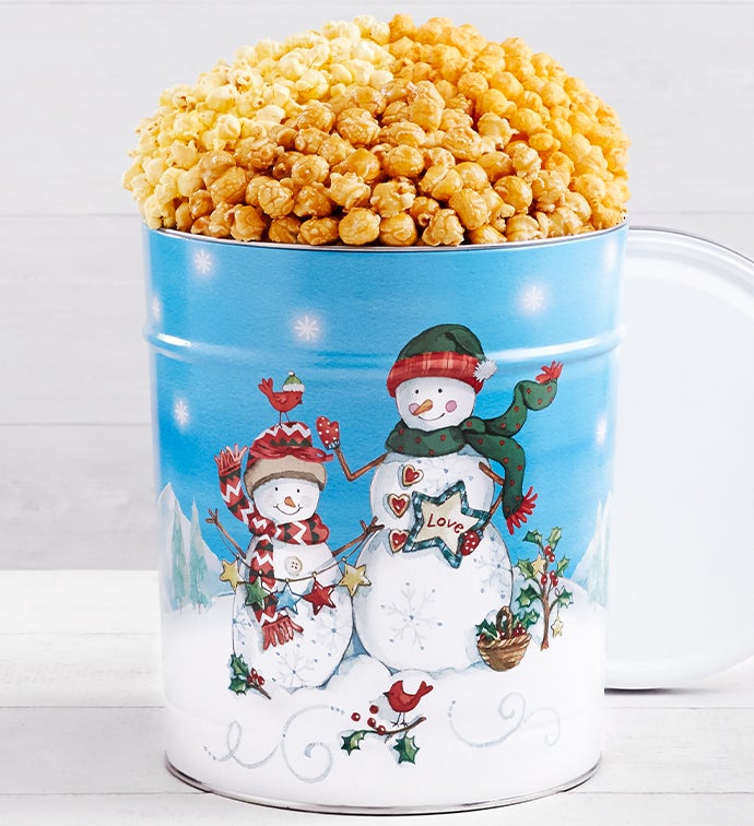 3 1/2 Gallon Starlight Snowman Popcorn Tin