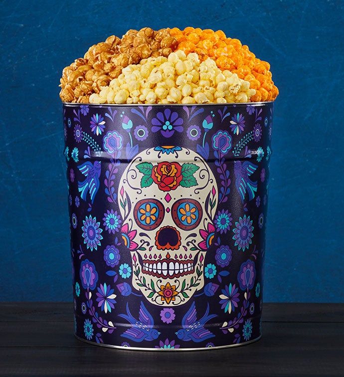 Day Of The Dead 3 1/2 Gallon Blue Popcorn Tin
