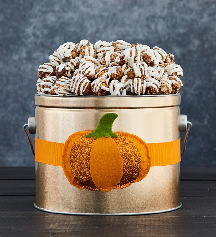 Fall Harvest 1/2 Gallon Gift Pail Drizzled Pumpkin Caramel Cream Cheese Popcorn