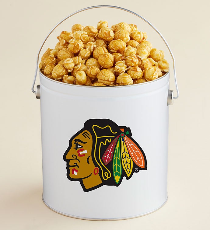 1 Gallon Chicago Blackhawks Caramel Popcorn Tin