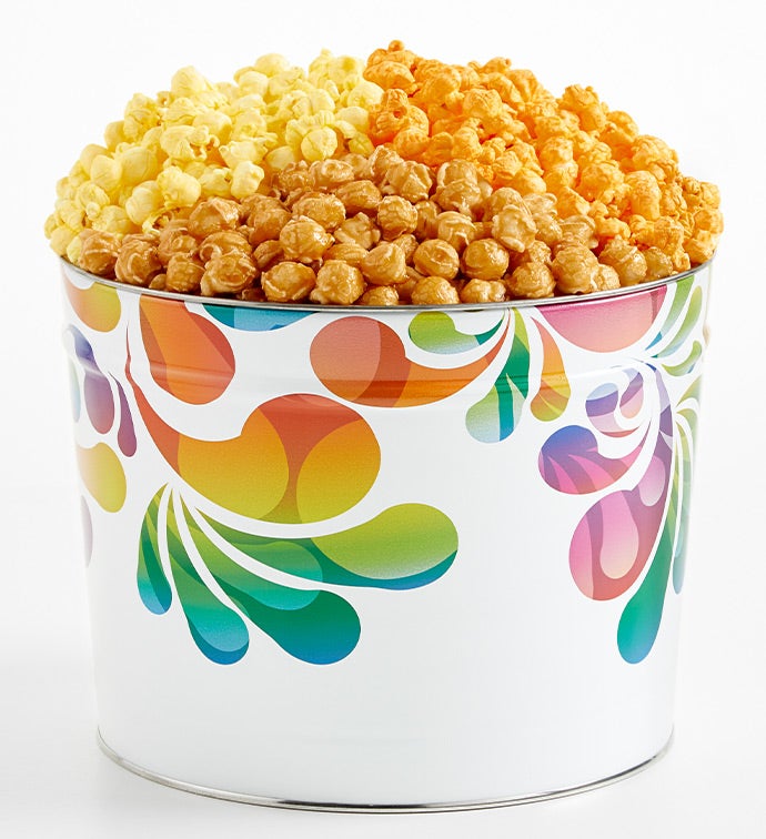 Rainbow Fusion 2 Gallon 3 Flavor Popcorn Tin