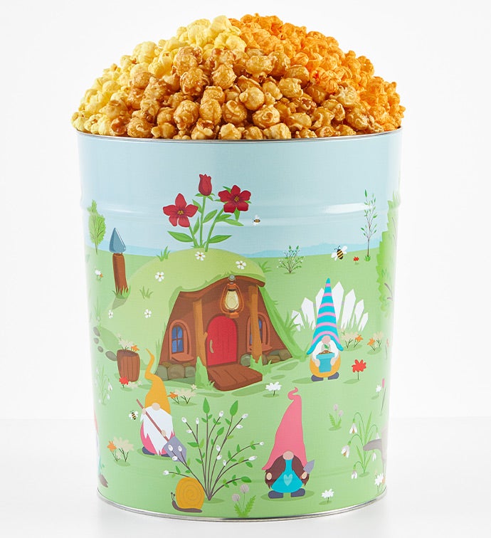 Garden Gnomes 3 1/2 Gallon 3 Flavor Popcorn Tin