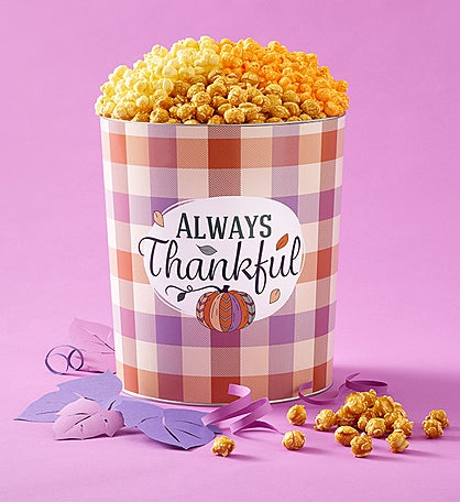 Always Thankful 3 1/2 Gallon 3 Flavor Popcorn Tin