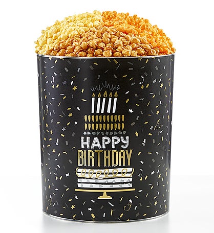 6.5 Gallon Happy Birthday Celebration 3 Flavor Popcorn Tin