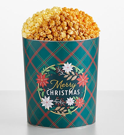 Merry Christmas 3 1/2 Gallon 3 Flavor Popcorn Tin