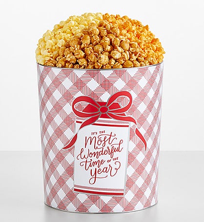 Wonderful Red Bow 3 1/2 Gallon 3 Flavor Popcorn Tin