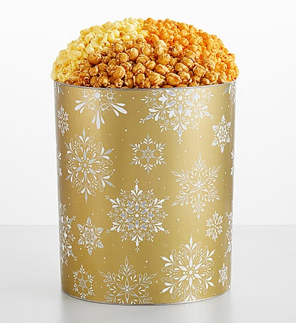 Golden Snowflakes 6 1/2 Gallon 3 Flavor Popcorn Tin