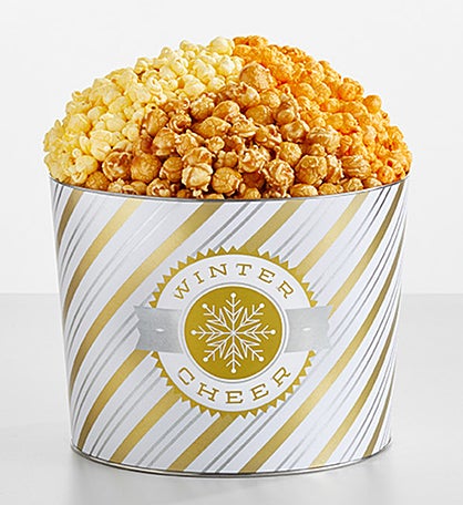 Golden Snowflakes 2 Gallon 3 Flavor Popcorn Tin