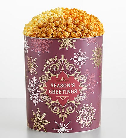 Seasons Greetings 6 1/2 Gallon 3 Flavor Popcorn Tin