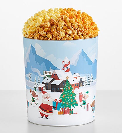 Santa's Workshop 3 1/2 Gallon 3 Flavor Popcorn Tin