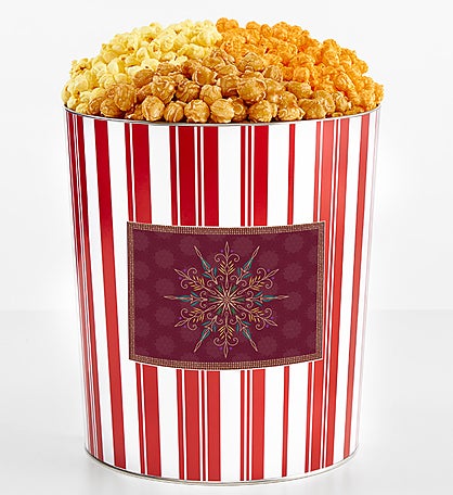 Tins With Pop® 3.5 Gallon Gold Snowflake - Maroon