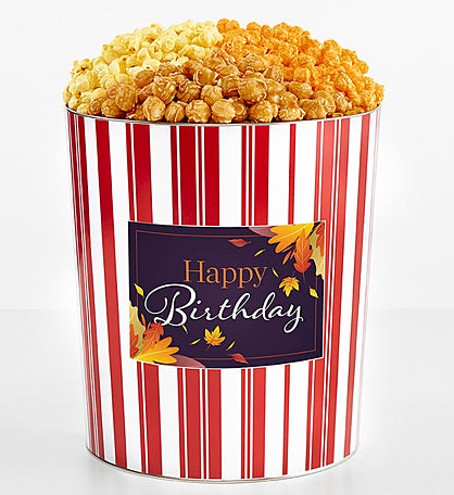 Tins With Pop® 3.5 Gallon Happy Birthday Fall Leaves