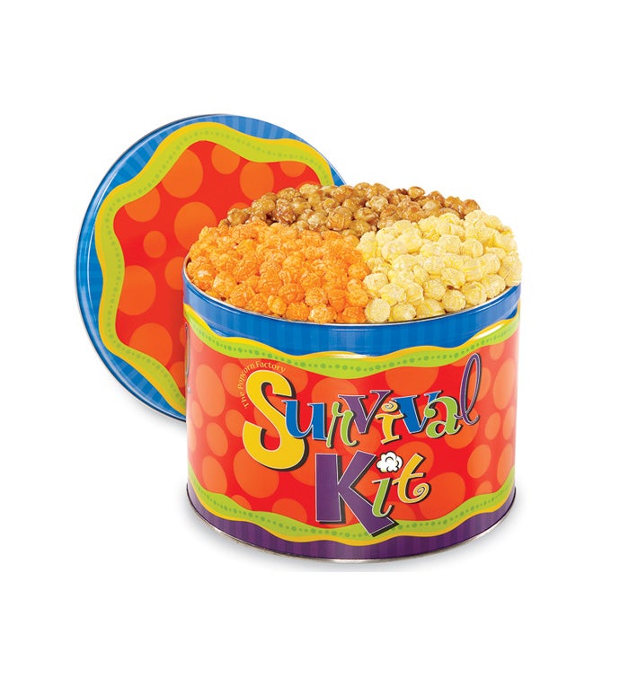 College Survival Kit 3 Flavor Popcorn Tins