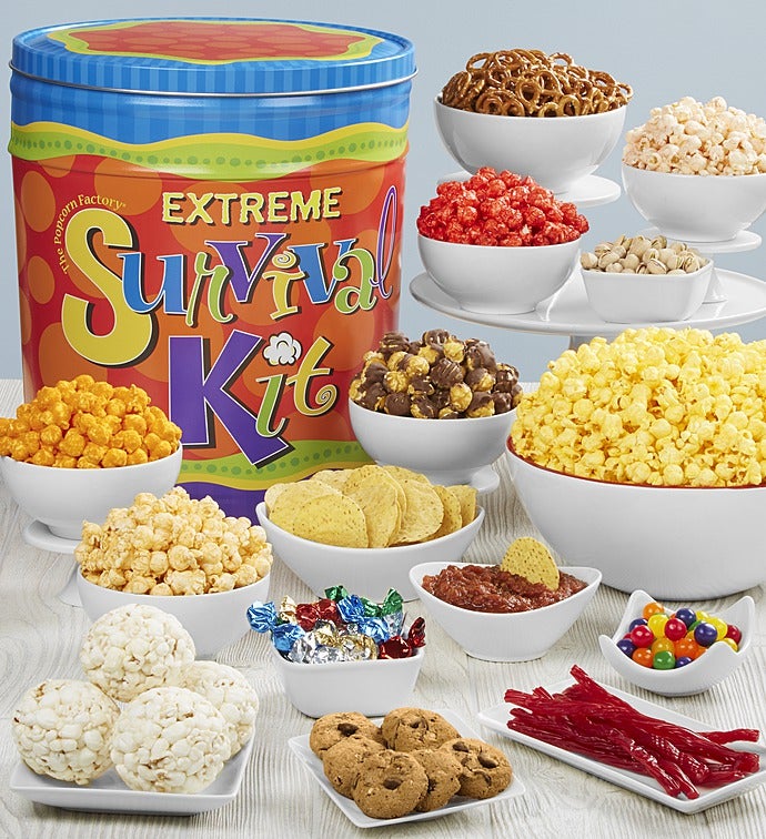 Extreme Survival Kit 3 Flavor Popcorn Tin or Snack Assortment