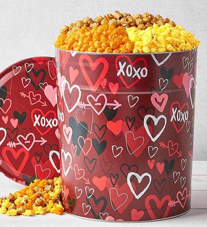 Graffiti Hearts 6 1/2 Gallon Popcorn Tin
