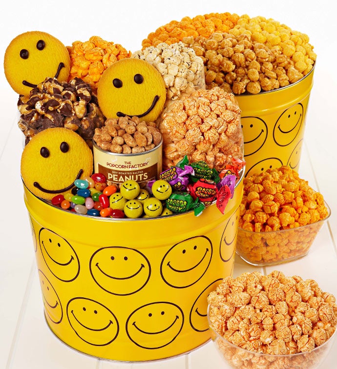 Smiley Face Snack Assortment and 3 Flavor Popcorn