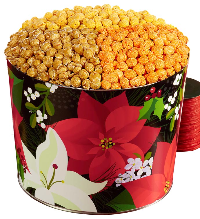 2 Gallon Winter Floral 3 Flavor Popcorn Tin