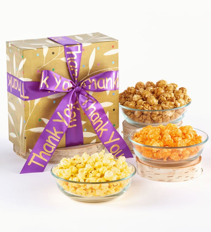 Leaves on Gold Thank You Popcorn Trio