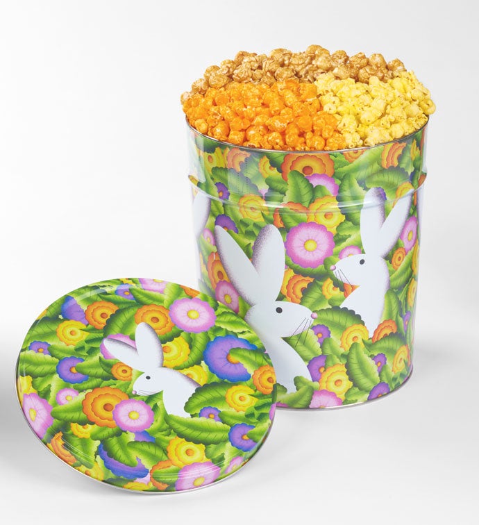 Bunnies in Bloom 3 1/2 Gallon 4 Flavor Popcorn Tin