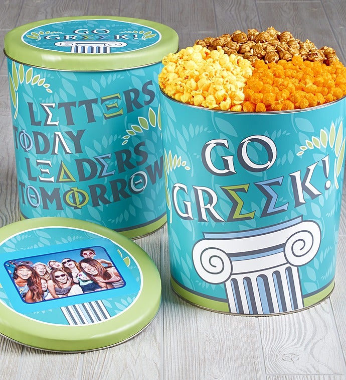 Go Greek Popcorn Tin