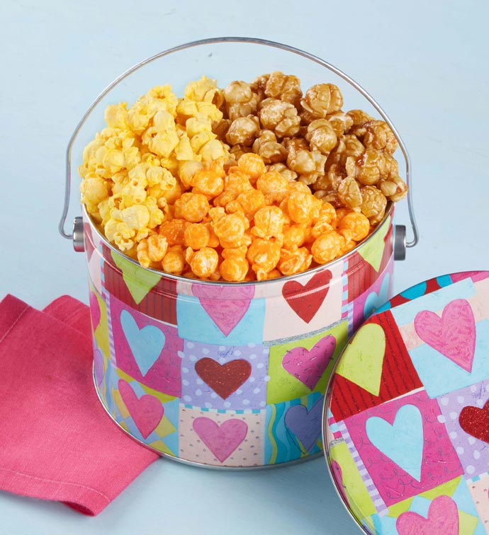 Heart Deco 3 Flavor Popcorn Pail
