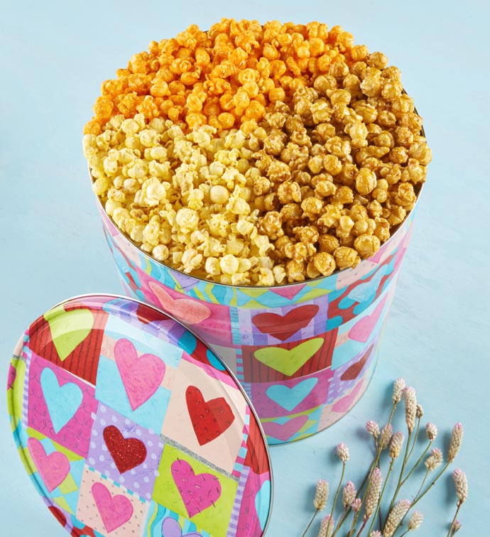 3 1/2 Gallon Heart Deco Popcorn Tin