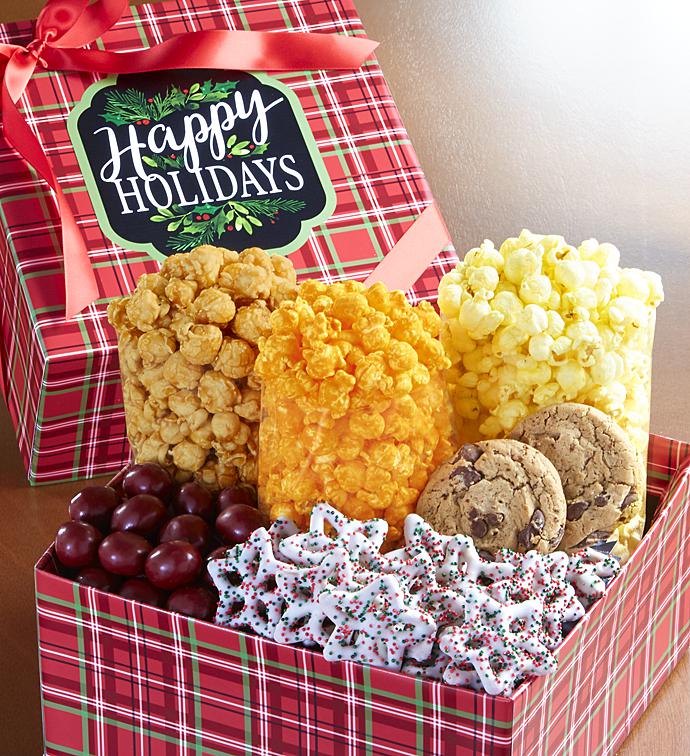 Happy Holidays Plaid Grand Snack Gift Box