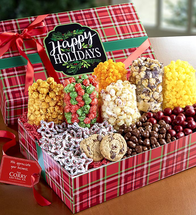 Happy Holidays Plaid Ultimate Snack Gift Box