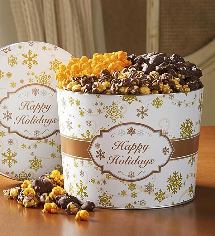 Gold Snowflake Deluxe 2 Gallon Popcorn Tins