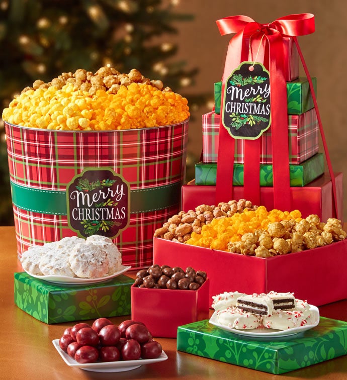 Merry Christmas 5 Tier Tower & Tin