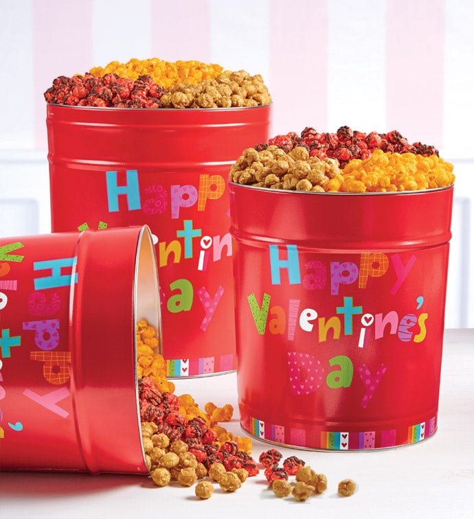 Happy Valentine's Day Deluxe 3 Flavor Popcorn Tins