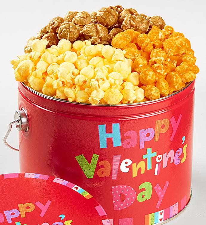 1/2 Gallon Happy Valentine's Day 3 Flavor Popcorn Pail