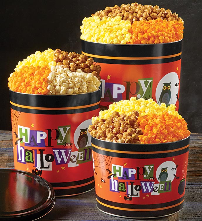 Happy Halloween 3 Flavor Popcorn Tins