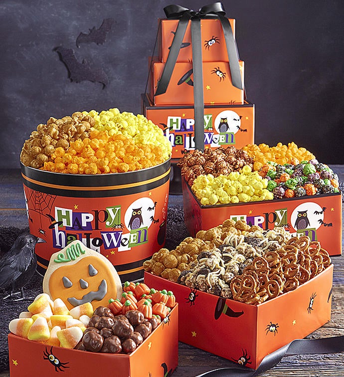 Happy Halloween 3 Tier Tower and Popcorn Tin