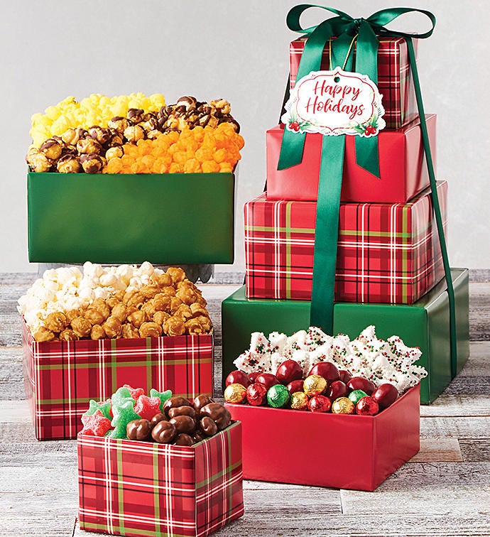 4 Tier Holly Plaid Tower
