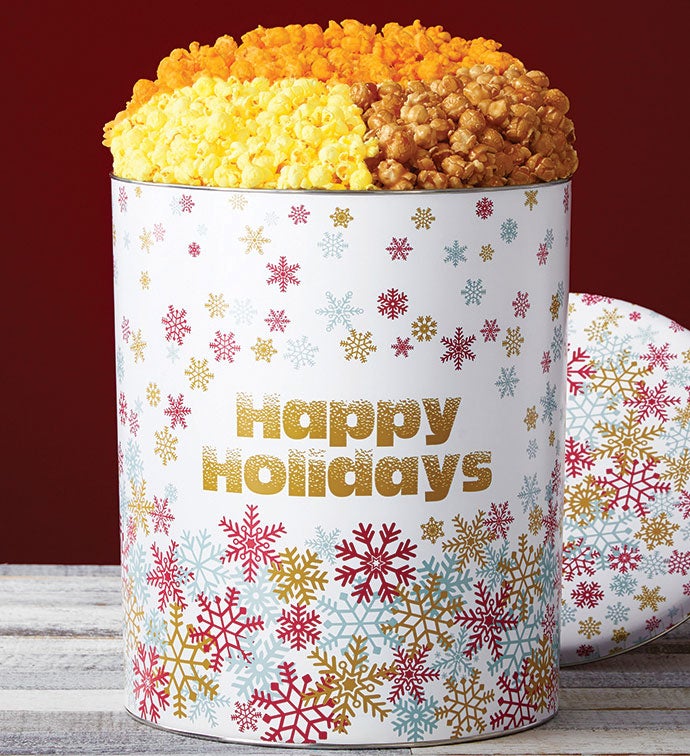 6 1/2 Gallon Sparkling Snowflakes Popcorn Tin