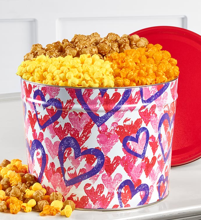 Forever Hearts 2 Gallon Popcorn Tin