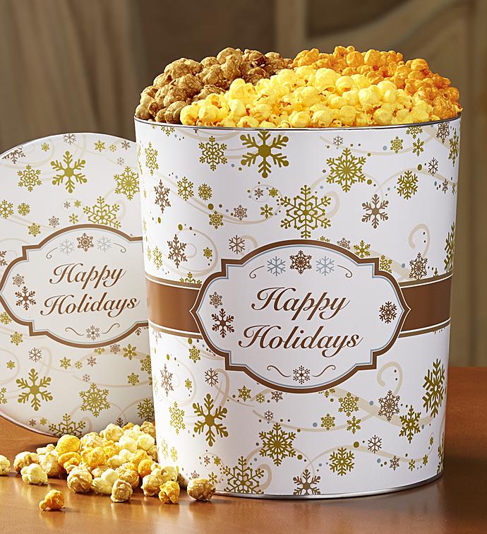 6 1/2 Gallon Gold Snowflake Popcorn Tin