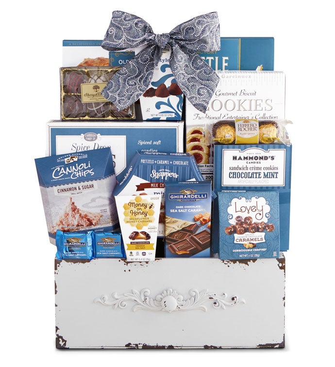 Bountiful Vintage Wooden Gift Basket