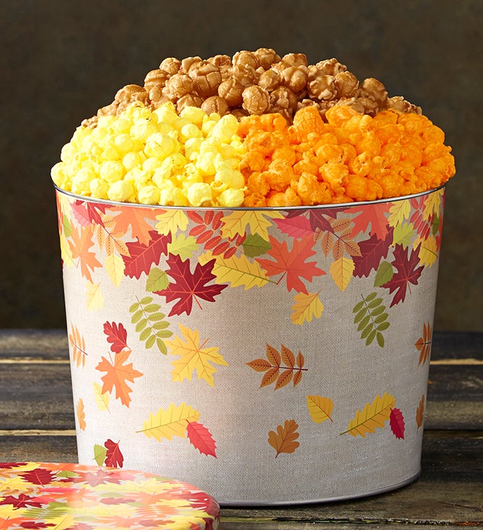 Hello Autumn 2 Gallon 3 Flavor Popcorn Tin