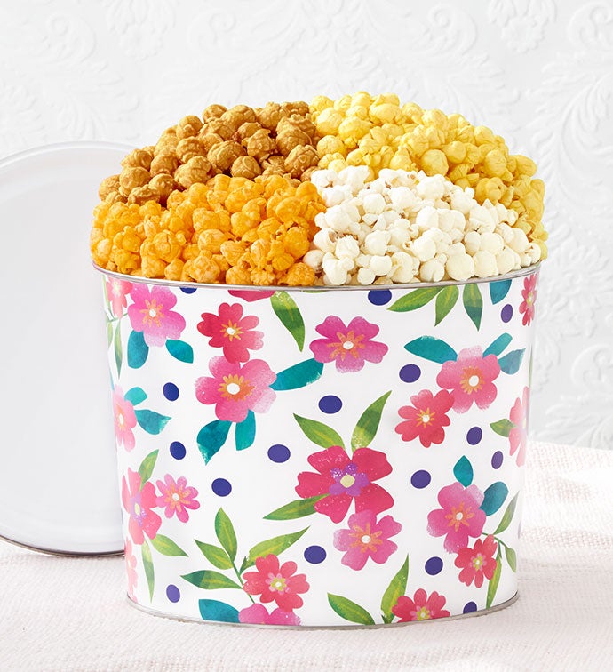 Floral Delight 2 Gallon Popcorn Tins