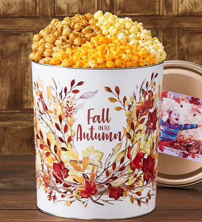 Fall Into Autumn 3 1/2 Gallon Popcorn Tin
