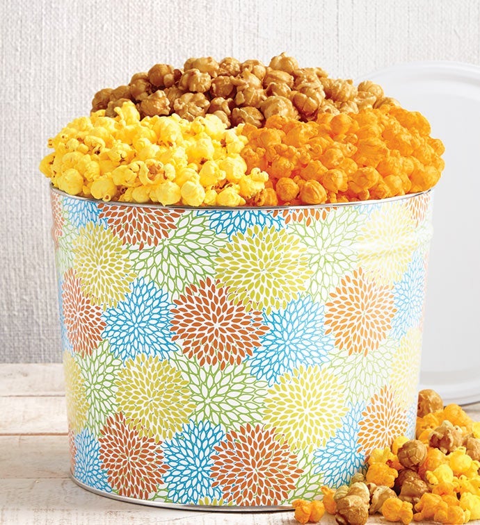 Summer Blossoms 2 Gallon Popcorn Tin