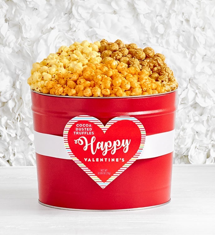 Popped Through The Heart Popcorn Tin with Truffles